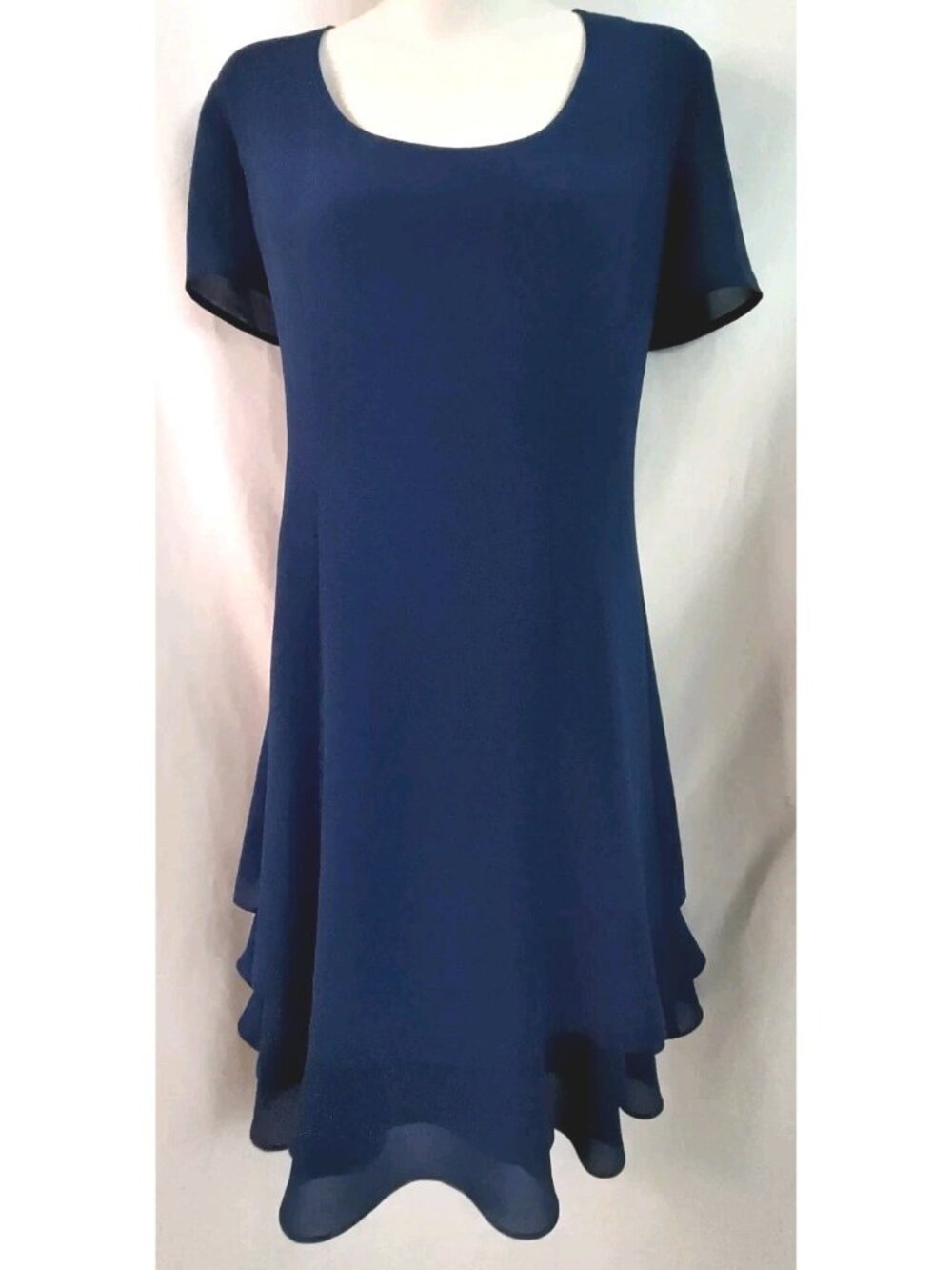 Liz Claiborne Women’s Size 8 Blue Chiffon A‑Line Dress Short Sleeve